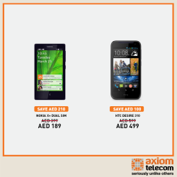 Nokia X+ dual sim & HTC Desire 310 Smartphones Offer at Axiom
