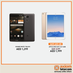 Huawei Mate 7 and Apple Ipad Air 2 Offer at Axiom