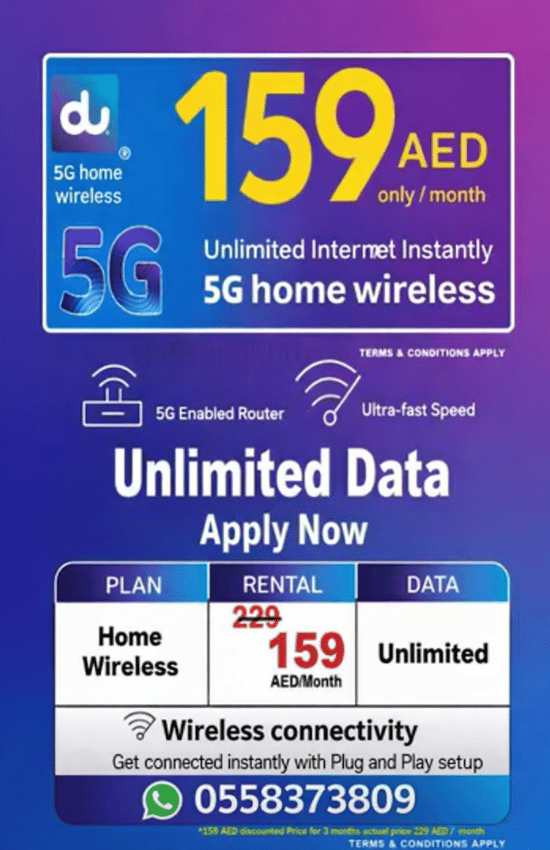 du 5G Home Wireless Offer in Dubai, 159 AED with Free Installation